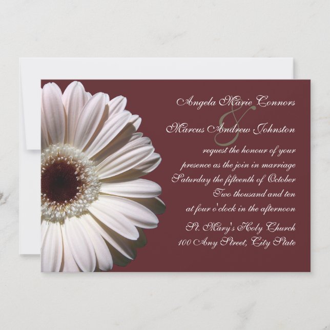 Gerbera Daisy Wedding Invitation (Front)