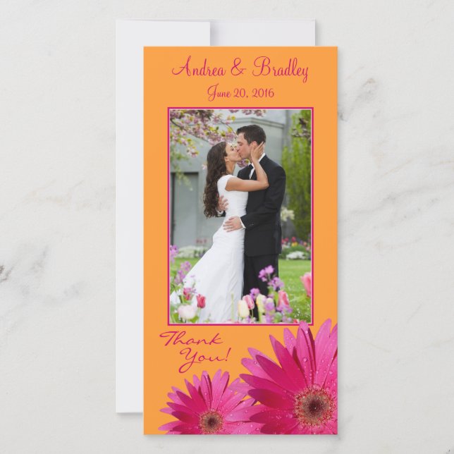 Gerbera Daisy Wedding Thank You Photocard (Front)