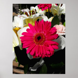 Gerbera flower in a bunch of flowers poster
