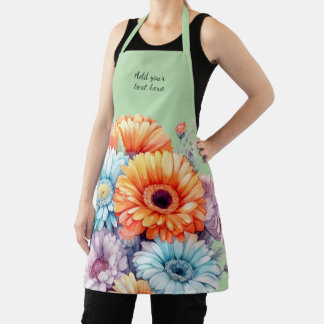 Gerbera flowers custom text green apron