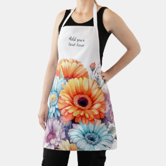 Gerbera flowers custom text white  apron