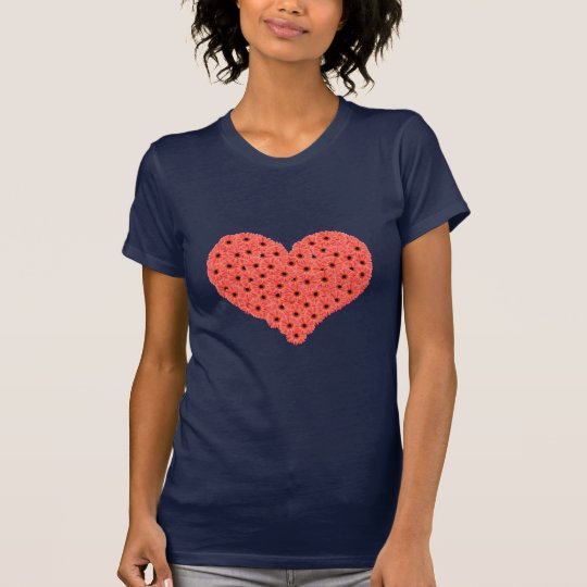 Gerbera Flowers Heart Blue T-Shirt