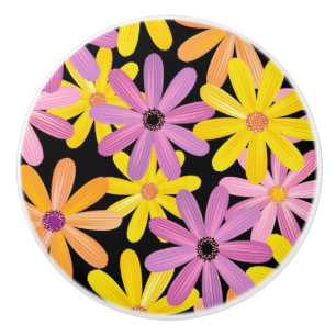 Gerbera flowers pattern, background ceramic knob