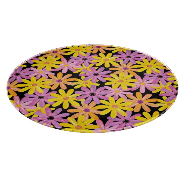 Gerbera flowers pattern, background cutting board (Corner)