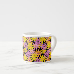 Gerbera flowers pattern, background espresso cup