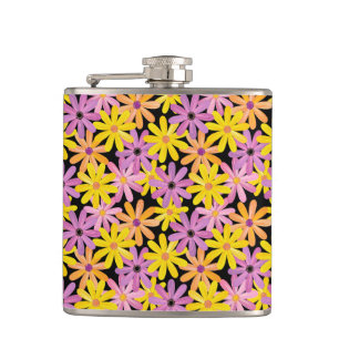 Gerbera flowers pattern, background hip flask