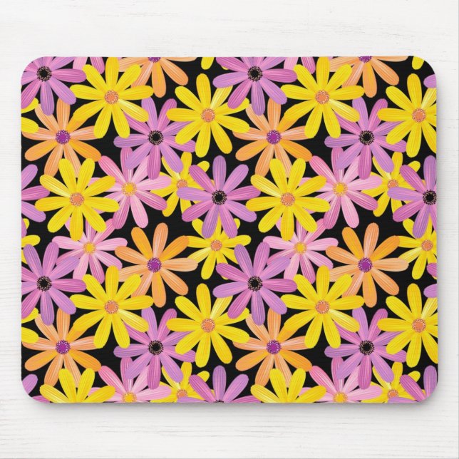 Gerbera flowers pattern, background mouse mat (Front)