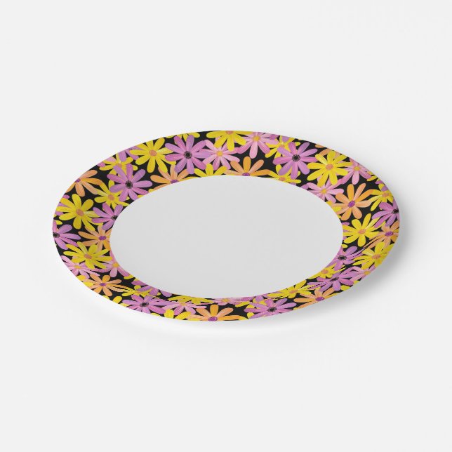 Gerbera flowers pattern, background paper plate (Angled)
