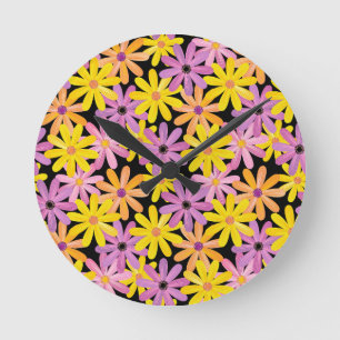 Gerbera flowers pattern, background round clock
