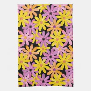 Gerbera flowers pattern, background tea towel