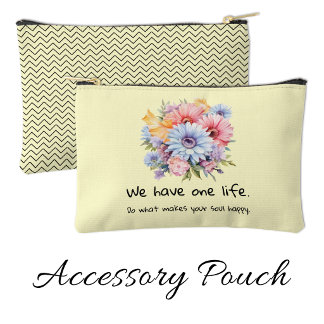 Gerbera flowers positive words yellow accessory pouch