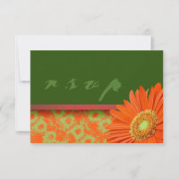 Gerbera Orange Green Script RSVP Cards