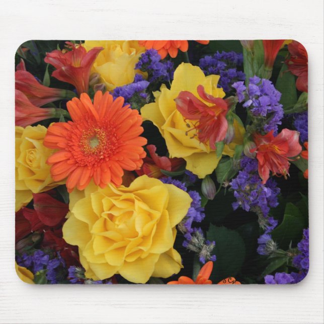 Gerbera Rose Bouquet Mouse Mat (Front)
