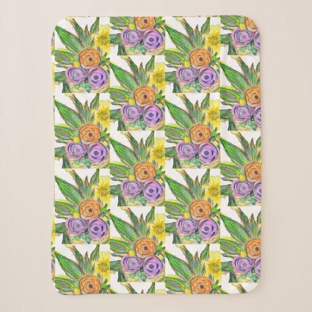Gerberas Daisy Sherpa Blanket (Front)