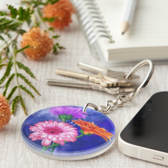 Gerberas Keychain Gift Beautiful Flowers (Front Right)