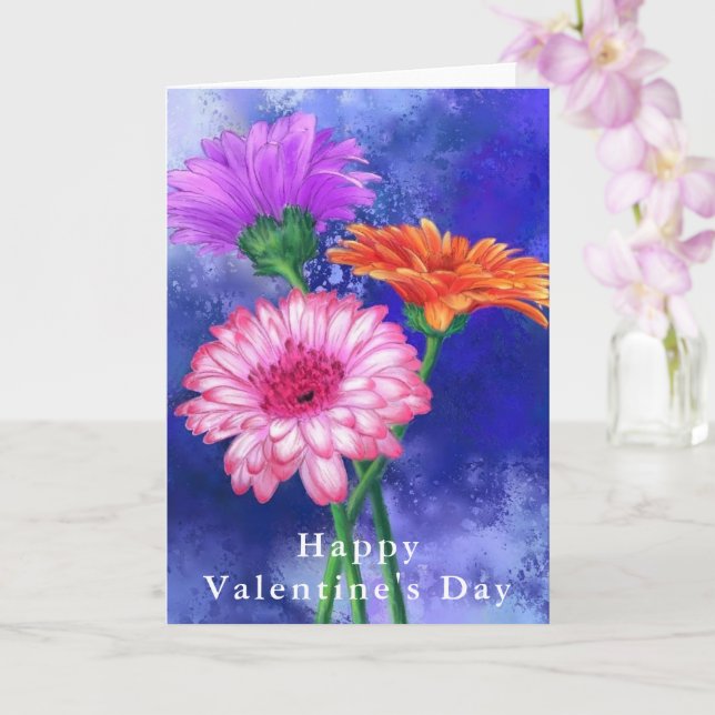 Gerberas Valentine's Day Card (Orchid)