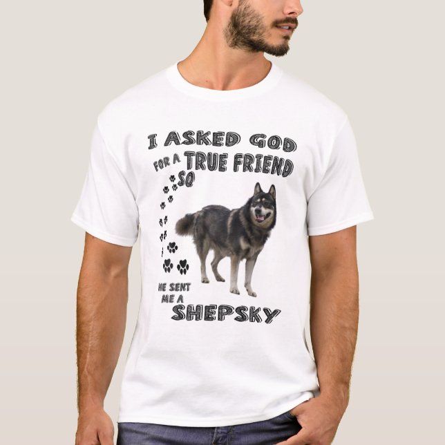 Gerberian Shepsky Quote Mom Dad Art, Cute German H T-Shirt (Front)