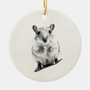 Gerbil Animal Baby Illustration Pet Gerbils Ceramic Tree Decoration