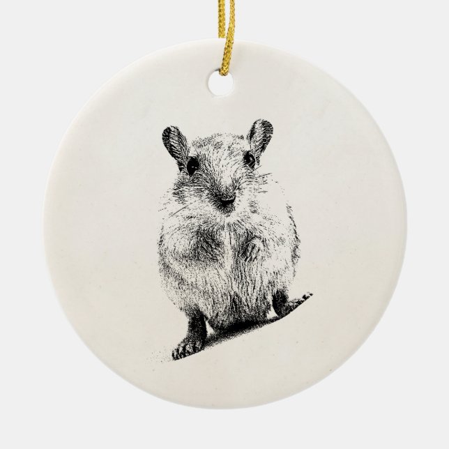 Gerbil Animal Baby Illustration Pet Gerbils Ceramic Tree Decoration (Front)