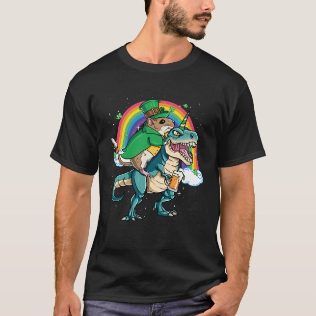 Gerbil Beer Dino Rex Horn Rainbow T-Shirt (Front)
