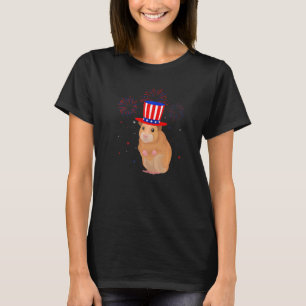 Gerbil Graphic Red White Blue Fireworks Decor 4th  T-Shirt
