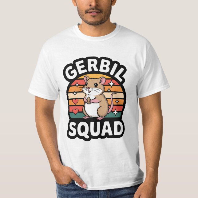 Gerbil Squad Cute Retro Gerbil Lover Design T-Shirt (Front)