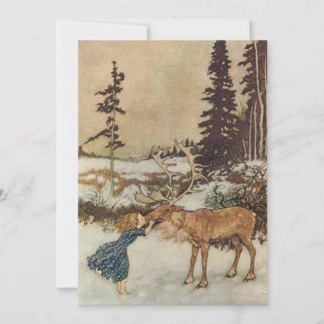 Gerda and the Reindeer by Dulac Christmas Party Invitation (Front)