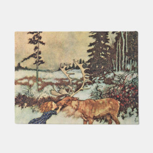Gerda And The Reindeer - Edmund Dulac Doormat