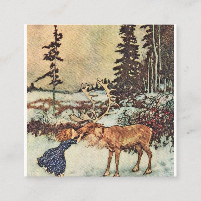 Gerda And The Reindeer - Edmund Dulac Square Business Card (Front)