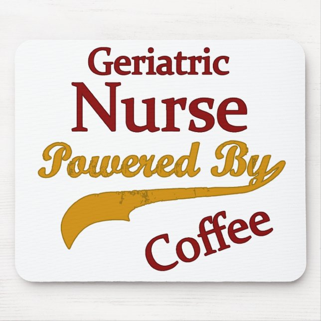 Geriatric Nurse Powered By Coffee Mouse Mat (Front)
