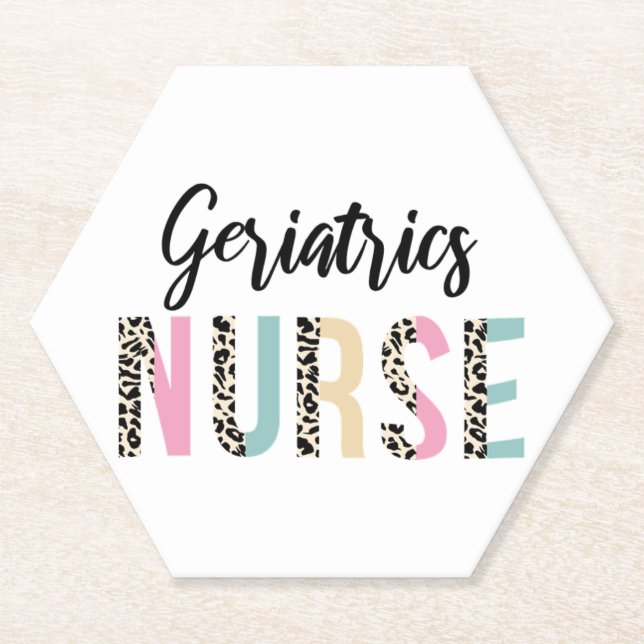 Geriatrics Nurse Cute Leopard Design - Funny Gift  Paper Coaster (Front)