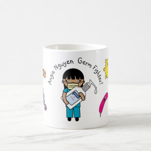 Germ Fighter Cute Long Black Hair Personalised Coffee Mug