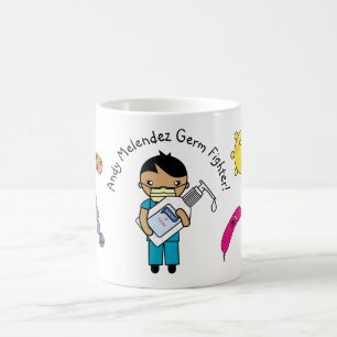 Germ Fighter Cute Short Black Hair Personalised Coffee Mug