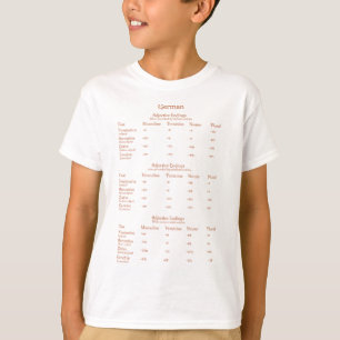 German Adjective Endings Grammar Chart Educational T-Shirt