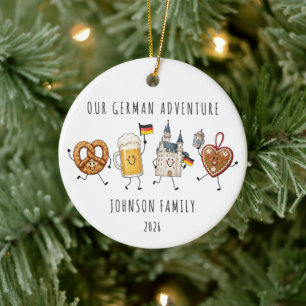 German Adventure Personalised Family Ceramic Tree Decoration