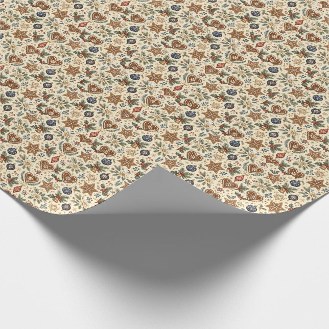 German Alpine Folk Christmas Wrapping Paper (Corner)