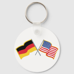 German American Flags Key Ring