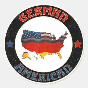 German American Flags Map Stickers