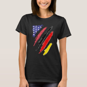 German American Patriot Grown Heart Flag Stripes T-Shirt