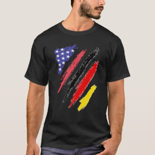 German American Patriot Grown Heart Flag Stripes T-Shirt