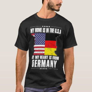 German American Patriot Grown Proud Home Heart USA T-Shirt