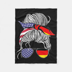 German American Patriot Grown Proud Women Girl Fla Fleece Blanket