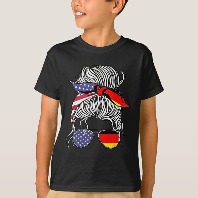 German American Patriot Grown Proud Women Girl Fla T-Shirt (Front)