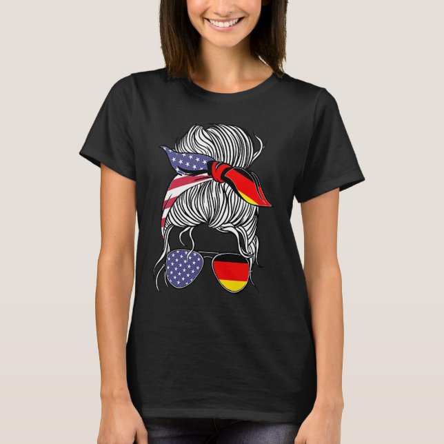 German American Patriot Grown Proud Women Girl Fla T-Shirt (Front)