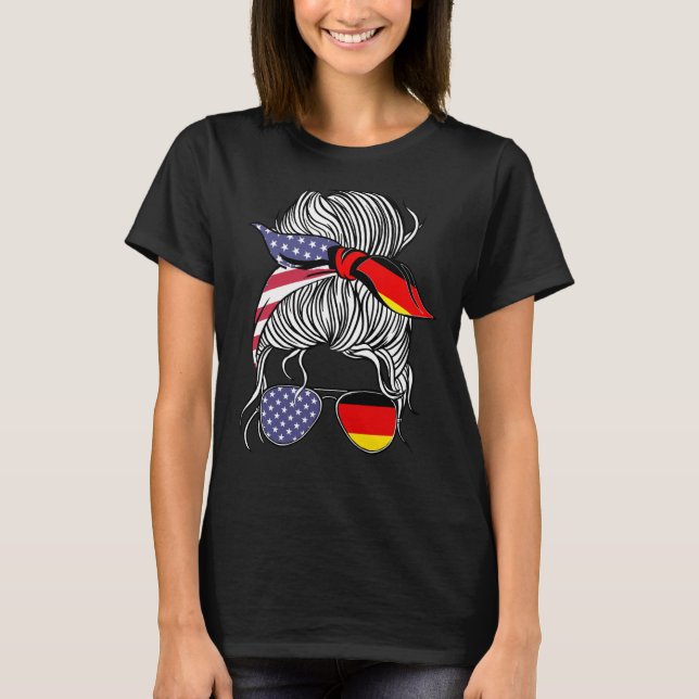German American Patriot Grown Proud Women Girl Fla T-Shirt (Front)