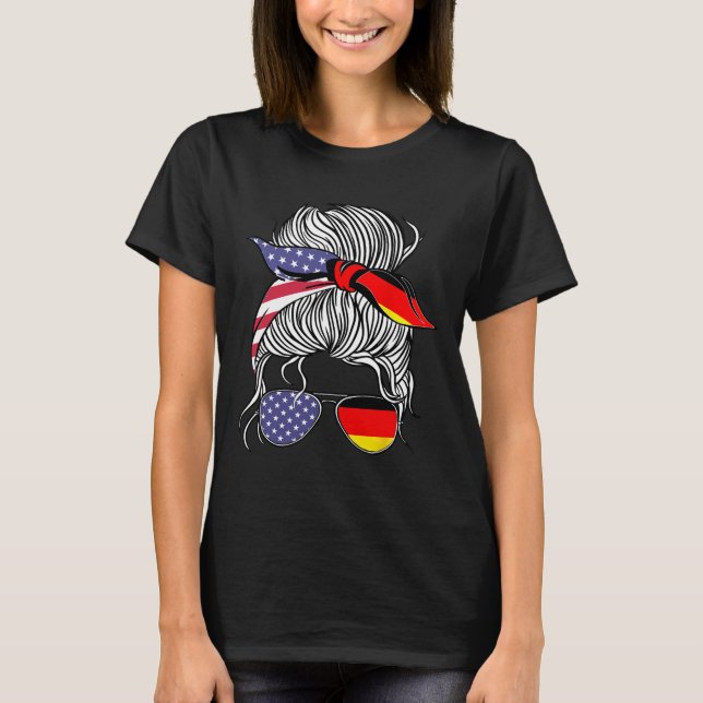 German American Patriot Grown Proud Women Girl Fla T-Shirt (Front)