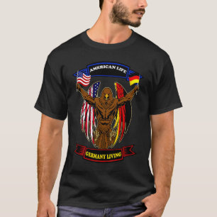 German American Patriotic eagle Flags heritage exp T-Shirt