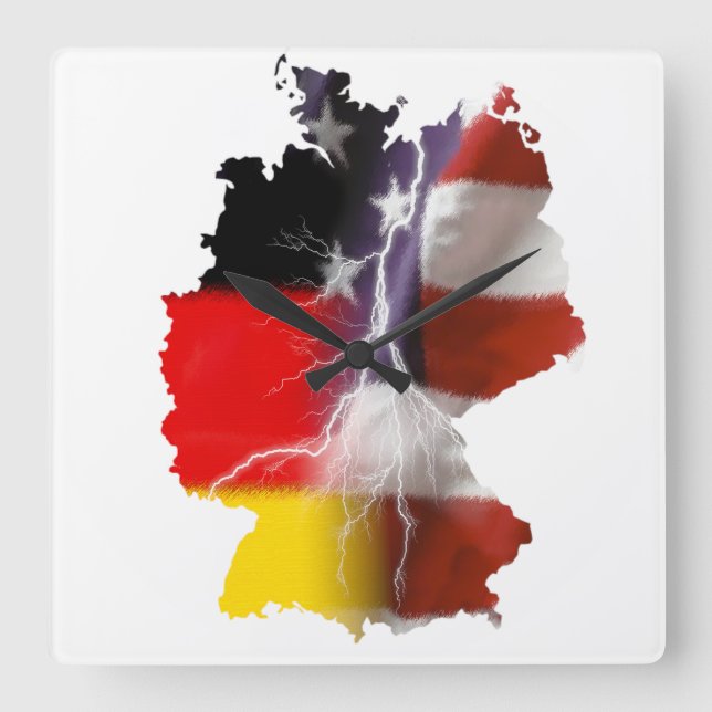 German American Unity Square Wall Clock (Front)