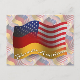 German-American Waving Flag Postcard