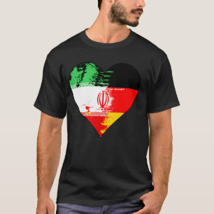 German and Iranian Heart Heritage Flag T-Shirt